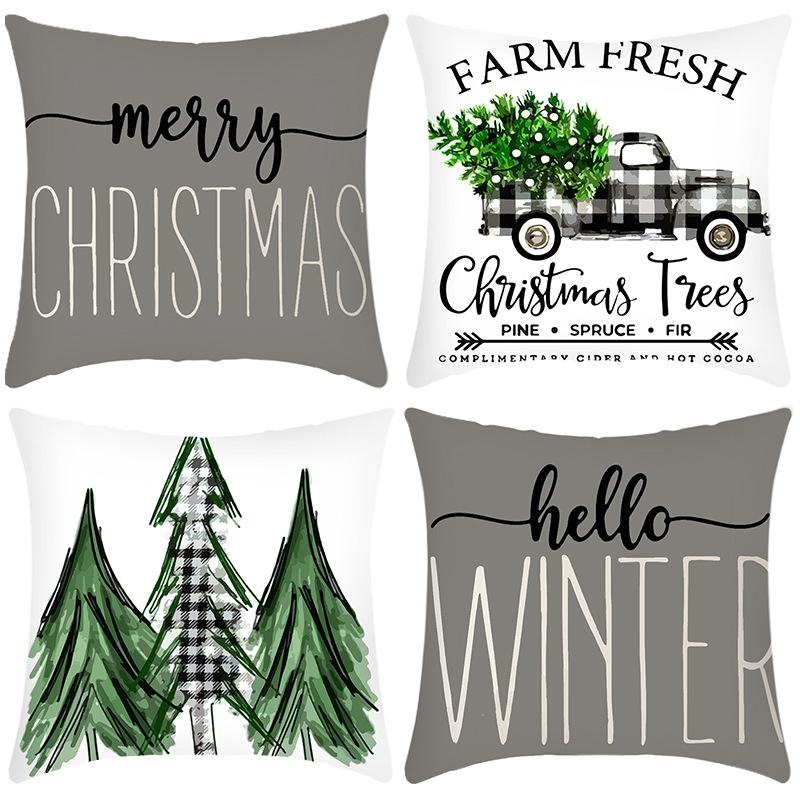 New Pillowcase Green Plant Letter Print Pillowcase Pine Print Pillowcase Home Sofa