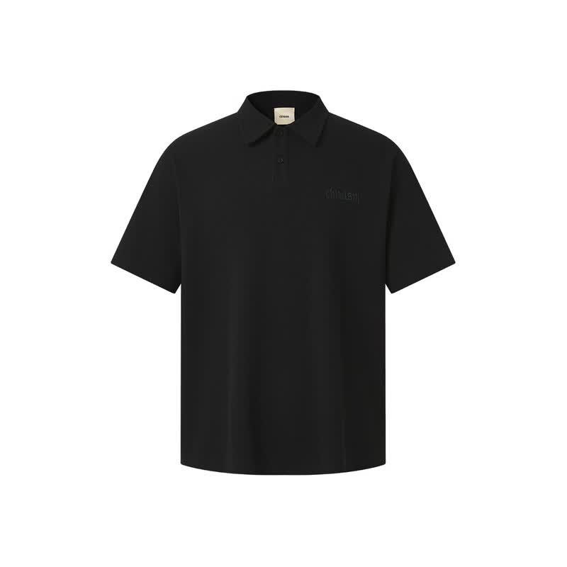 CHINISM Men's Embroidered Logo Short Sleeve Polo Shirt