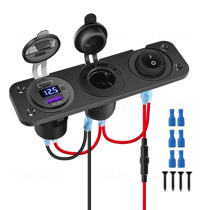 

Kewig 12V USB Панельная розетка PD USB Зарядное устройство с кулисным переключателем Разветвитель прикуривателя автомобиля Светодиодный вольтметр для автомобиля лодки грузовика дома на колесах