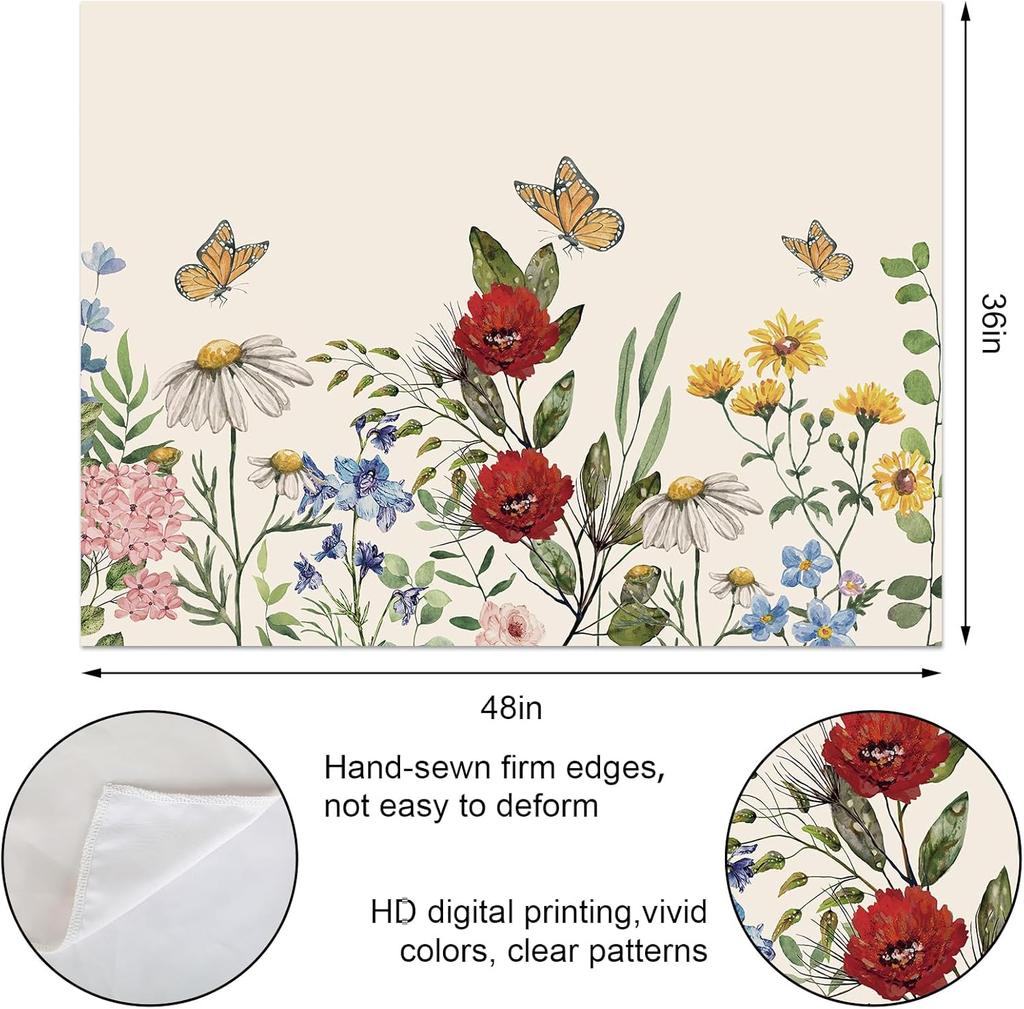 Vintage Floral Tapestry Spring Wildflower Wall Hanging Blanket Nature Botanical Decorative Tapestry For Home Bedroom Living Room