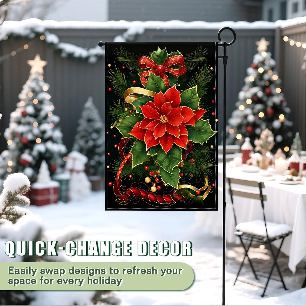 Christmas Holly BerriesGarden Flag 12x18 Inch Double Sided for Courtyard Outdoor Welcome Flag Decoration (Excluding flagpole)