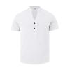 Summer European and American Men's Casual Loose Shirt Casual Stand-up Collar Button-down Linen Short Sleeves