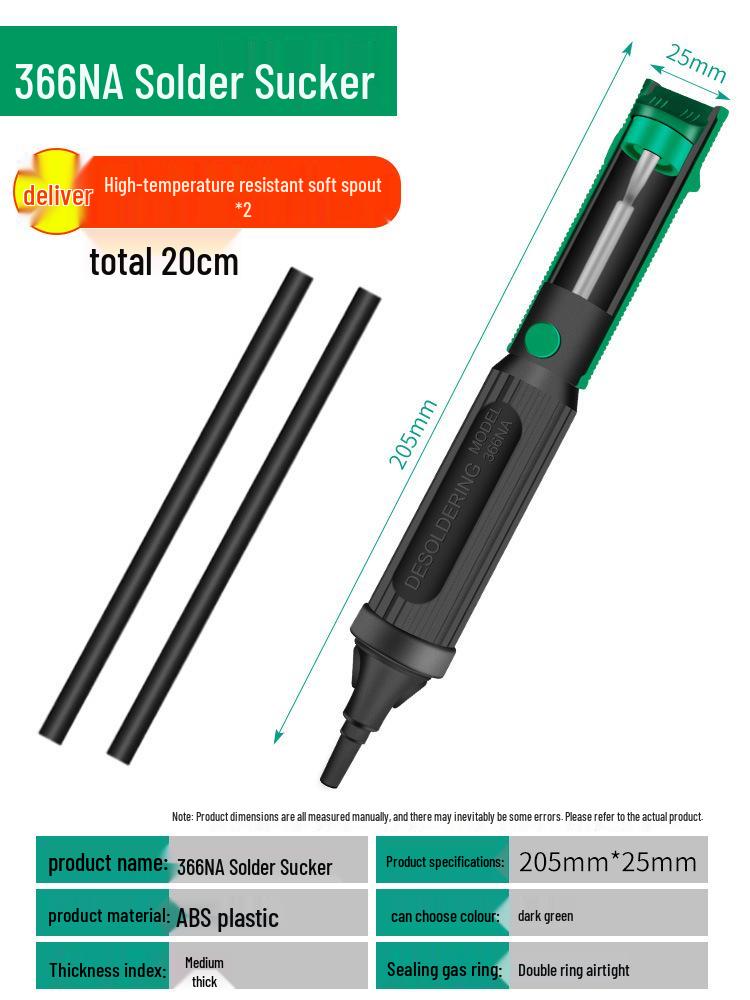 Powerful Large Manual Vacuum Desoldering Pump with Automatic Rebound and Soldering Nozzle