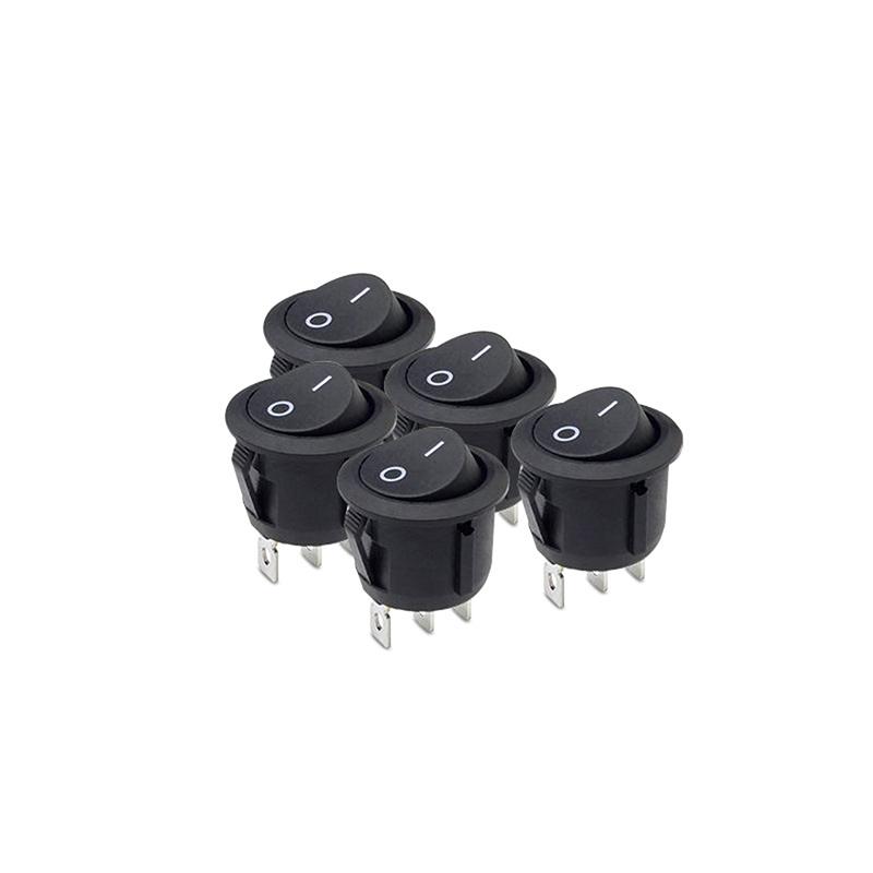 20Pcs Rocker Switch Black On Off 2 Pin Mini Round Toggle Switch 3A 250V 6A 125V Circle Switches For Rv Car Truck Boat
