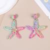 Exaggerated Handmade Retro Rattan Raffia Geometric Earrings Ethnic Style Summer Beach Women'S Tassel Earring