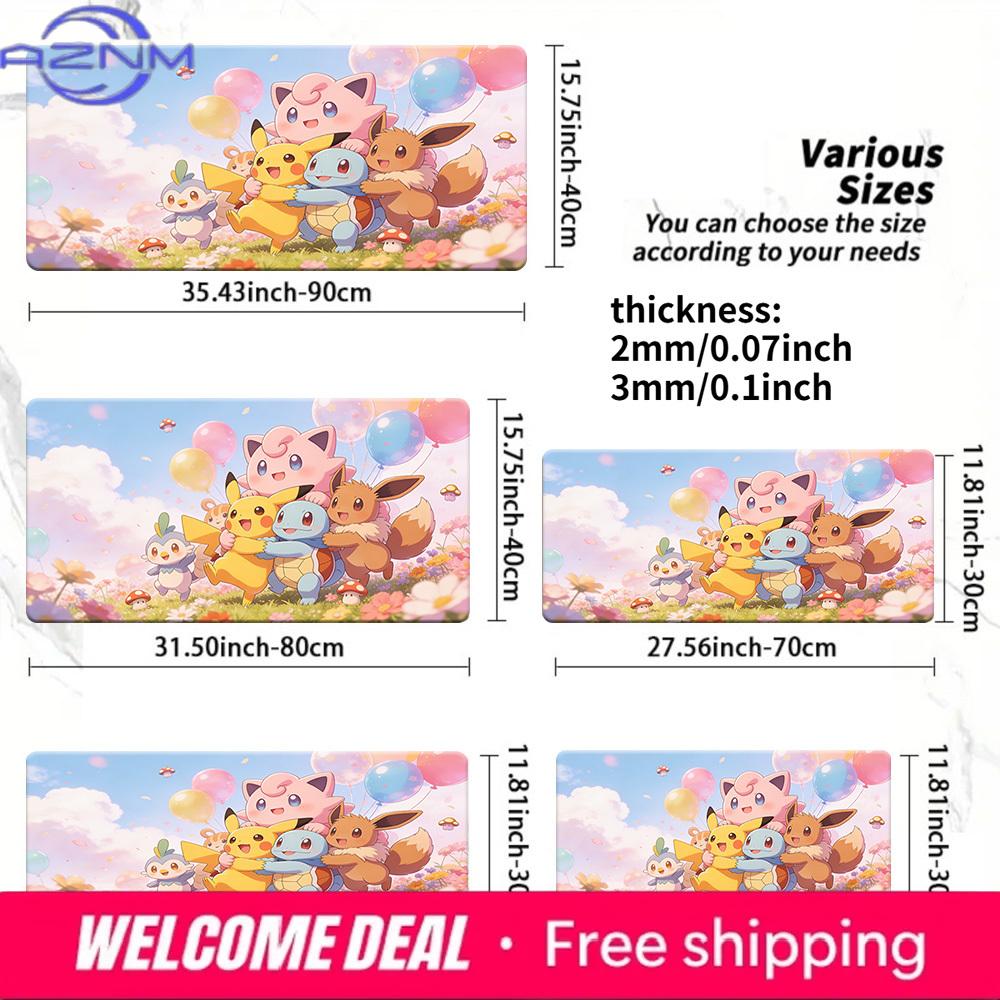 Pokemon Pikachu Friends Party Gaming Desk Mat NonSlip Washable Mouse Pad 30x80x0.2cm