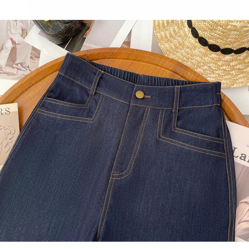 Tencel Weitbeinjeans für Damen, Sommer Dünn Neu High-Waist Schlankmachend Locker Drapierte Gerade Hosen