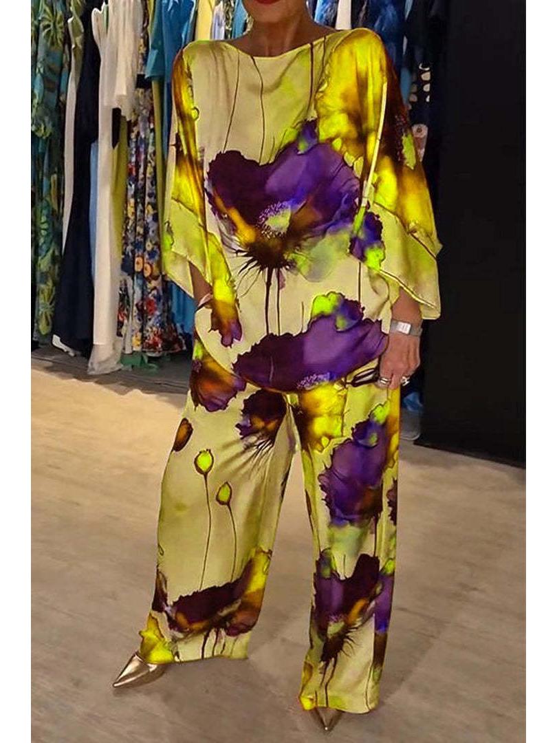 2024 Urban Chic Satin One-Shoulder Batwing Sleeve Drawstring Pants 2XL