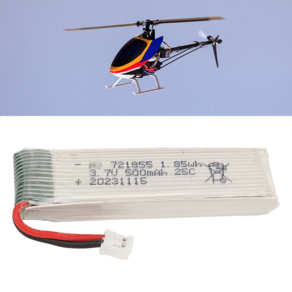 3,7V 500mAh Lithium-Batterie 25C Hohe Vergrößerung 721855 Lipo-Batterie mit PH2.0-Stecker für UDI U818A Flugzeug H37 Flugzeugmodell