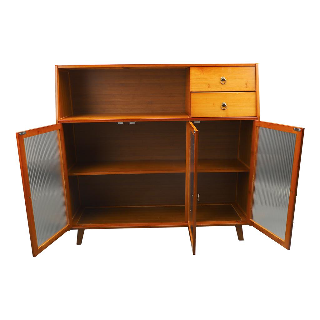 Kitchen Sideboard 3 Compartments 2 Shelves 2 Drawers Multifunction Buffet Cabinet Sideboard with 3