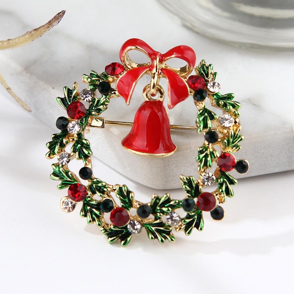 1PC Women's Christmas Fashion Bell Snowman Brooch Pendant Clothing Pin Accessories Design Sense Jewelry Holiday Gift
