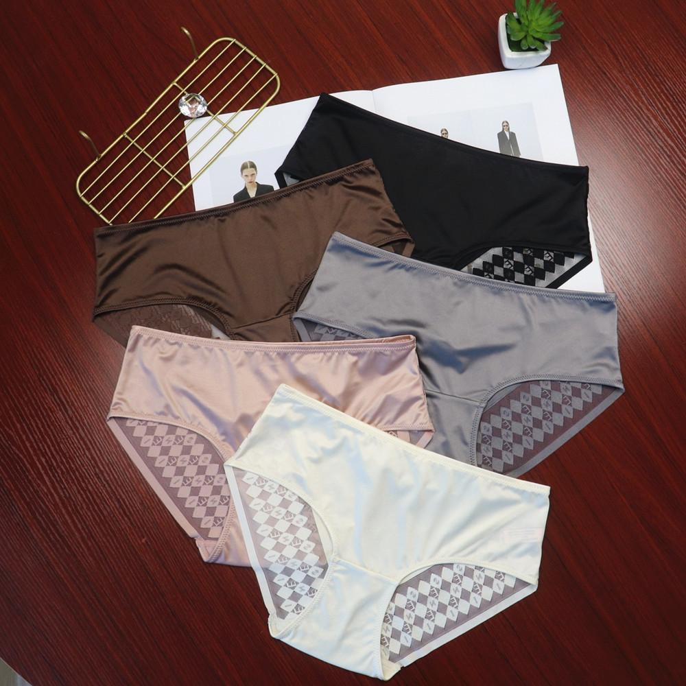 Women's Anti Bacterial Silky Lace Sexy Mid Waist Hip Lift Comfortable Briefs