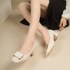 Spring Single Shoes Women's 2024 New Versatile White Square Heel Square Root Thick Heel Square Head Light Color Women's Beautiful High Heels