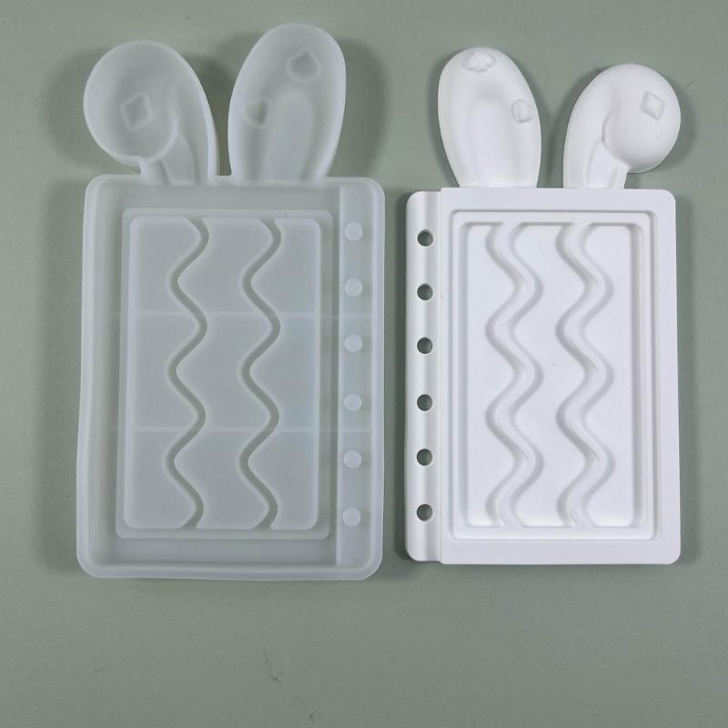 Shaker Resin Molds Rabbit Ear Notebook Shape Silicone Quicksand Molds Resin Casting Mold DIY Making Supplies for Crafts