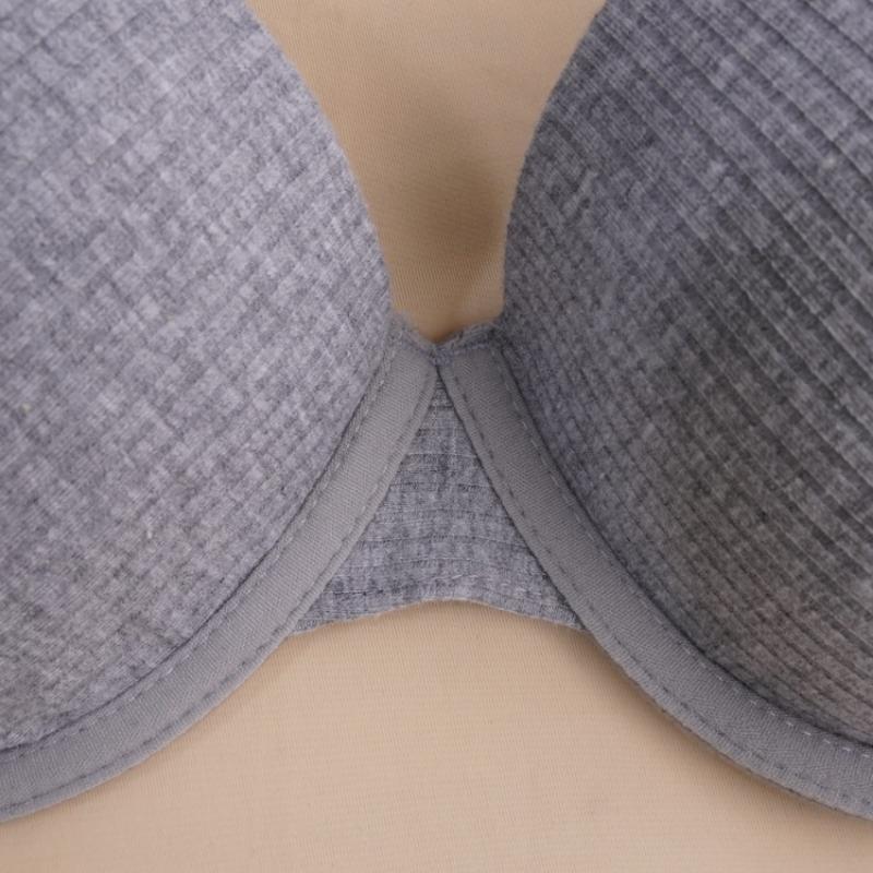 Underwear Letter Black Cotton Moulded with Steel Ring Fashion Adjustment Bra Simple Bra