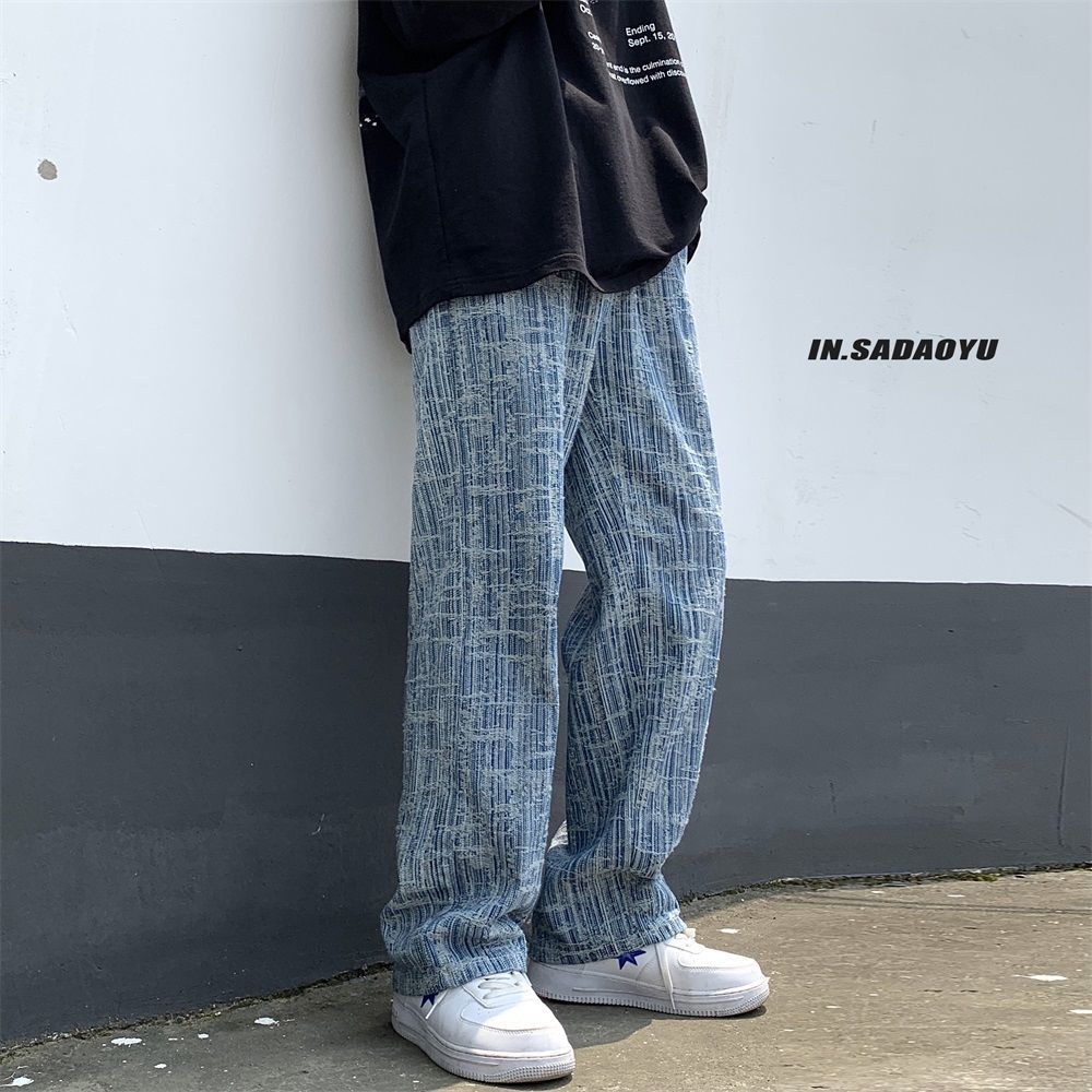 Jeans alla moda da uomo Uomo Streetwear Hip-hop Larghi Dritti Pantaloni in denim Pantaloni da uomo
