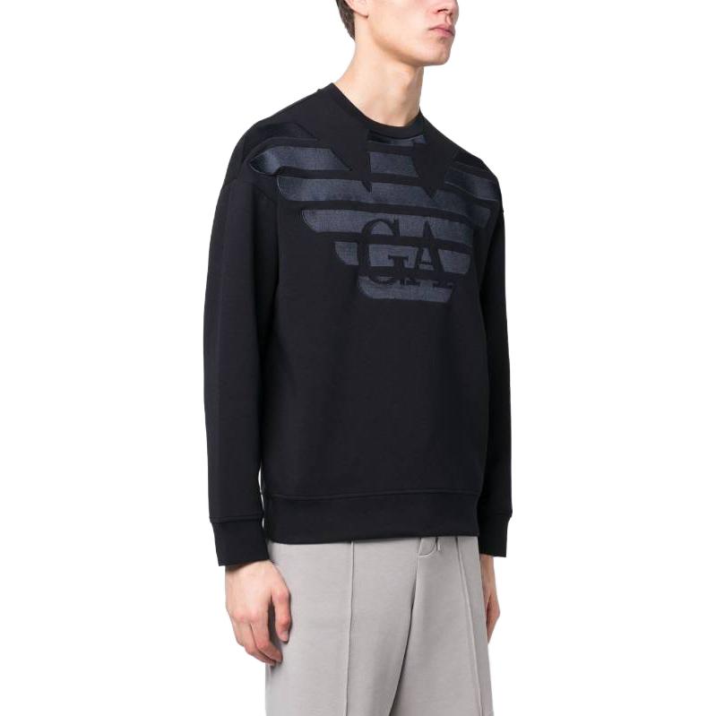 Emporio Armani Ss23 Bedrucktes Adler-Logo Rundhals-Sweatshirt Herren Sweatshirt Dunkelblau 3R1MDH-1JHSZ-09J0