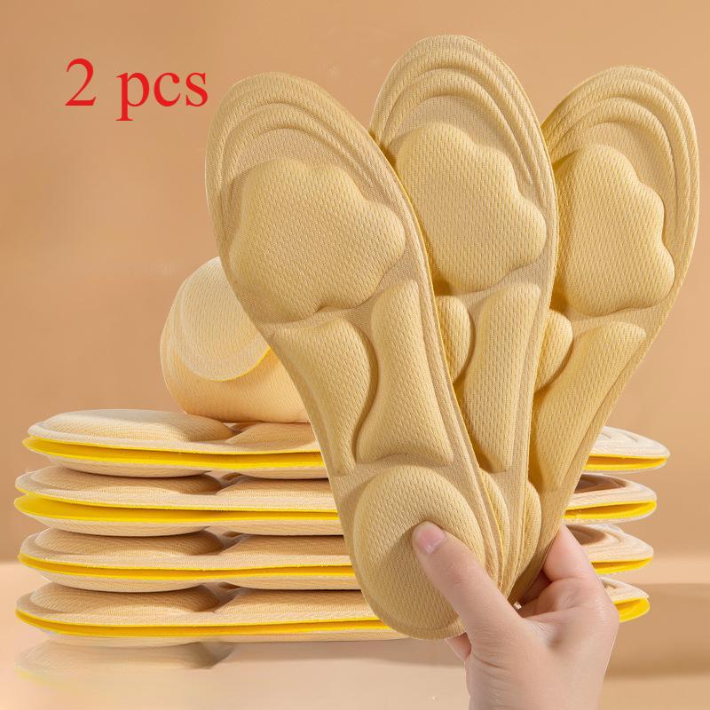 

2 шт. Спортивные стельки 6D в стиле облака Впитывающие пот Дышащие Утолщенные Амортизирующие Супермягкие и Удобные Эластичные стельки 45-46 бежевый