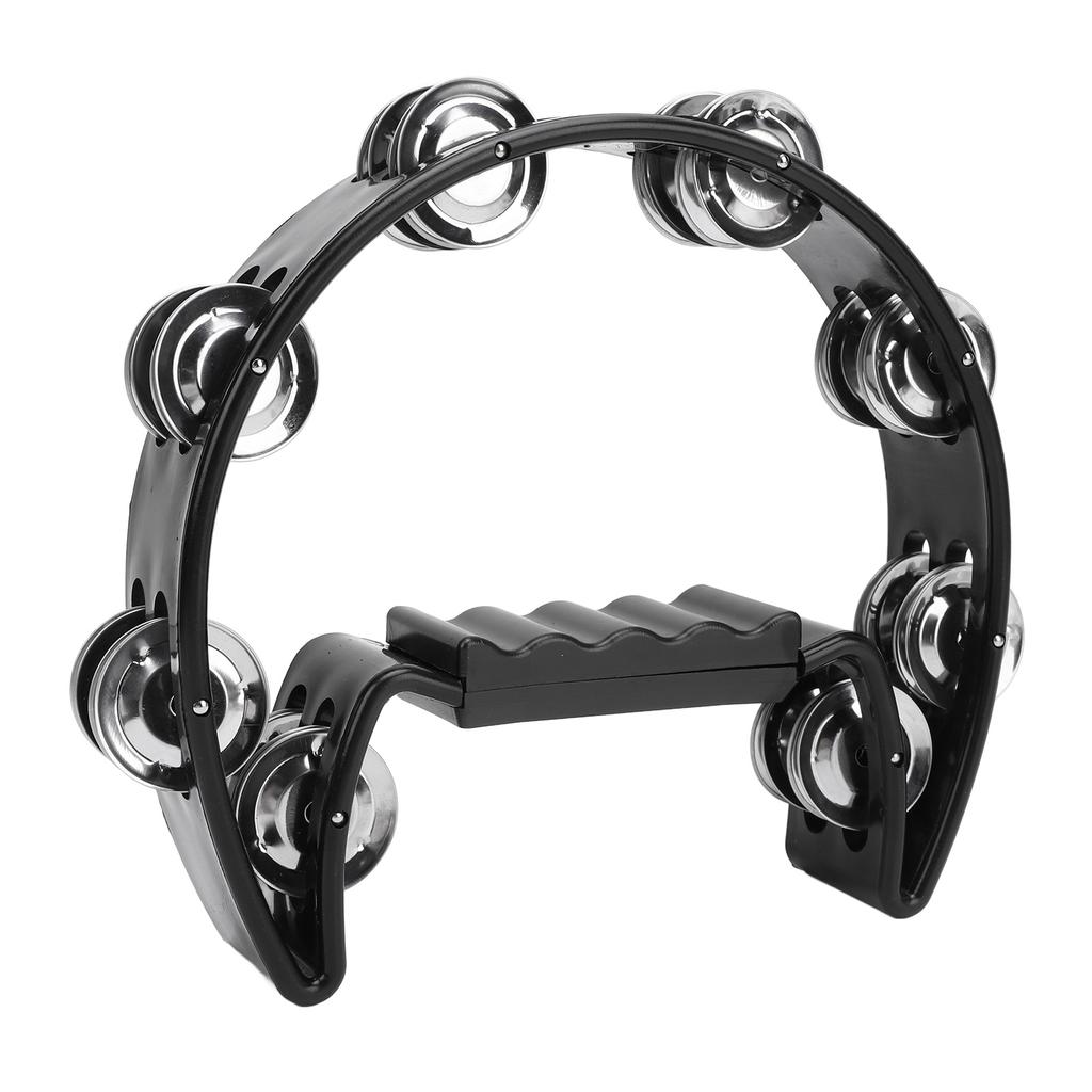 Tambourine Jingle Black Cat Shape Non Slip Handle Half Moon Handheld Tambourine for Party