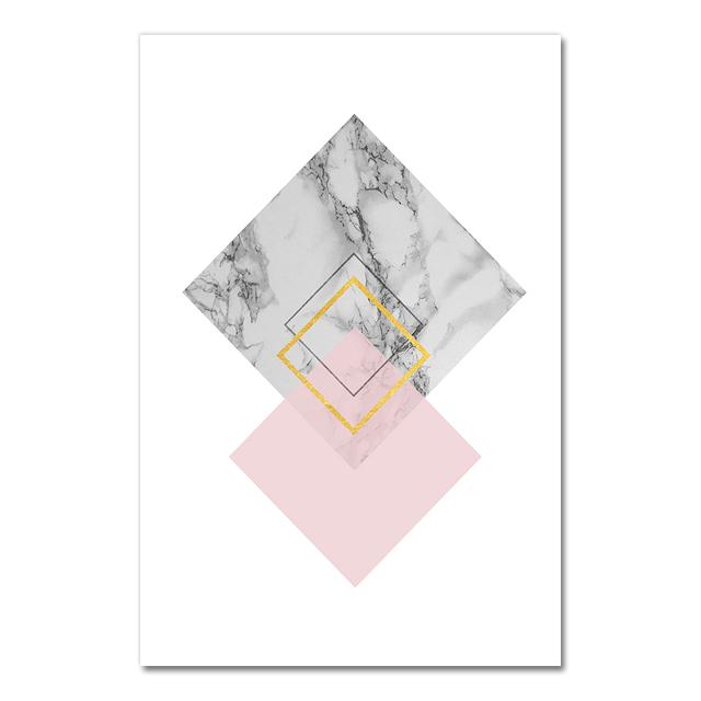 Abstract Art Pink Love Geometric Marble Simple Poster Canvas Painter Decoration for Living Room Sofa Background Bedroom Wall No Frame