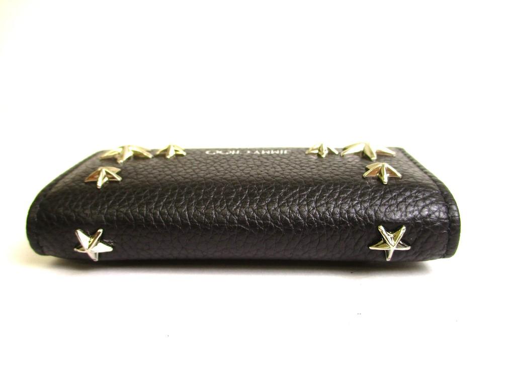 Authentic Jimmy Choo Silver Metal Stars Black Leather 6 Pics Key Case Neptune #9938  Refurbished
