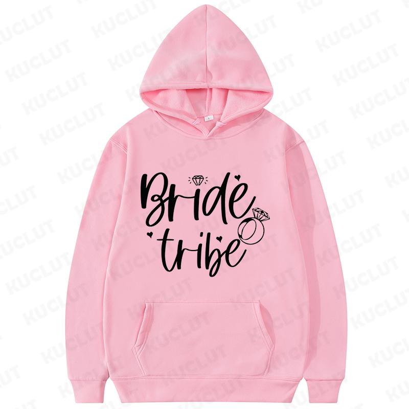 Fashion Team Bride Tribe Hoodies Women Ring Crown Print Soft Pullover Sweatshirts for Wedding Bachelorette Party Outerwears