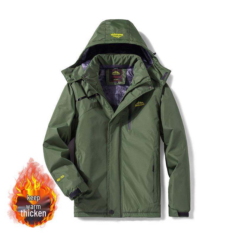 Men's Waterproof Fleece-Lined Winter Jacket for Mountaineering, Camping, and Travel