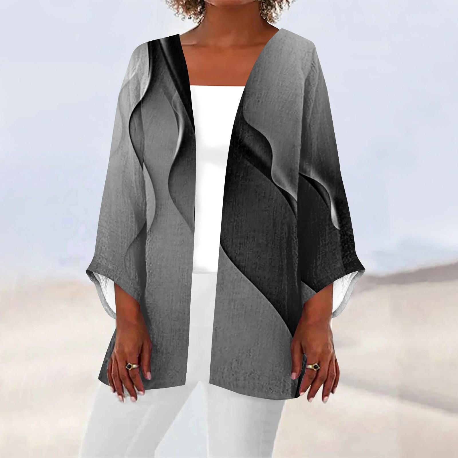 

Женская повседневная модная легкая куртка средней длины с принтом, кардиган XXXXXL