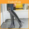 Elegant Women Boots Over Knee High Heel Stylish Winter Autumn Slip-on Lace-up Shoes