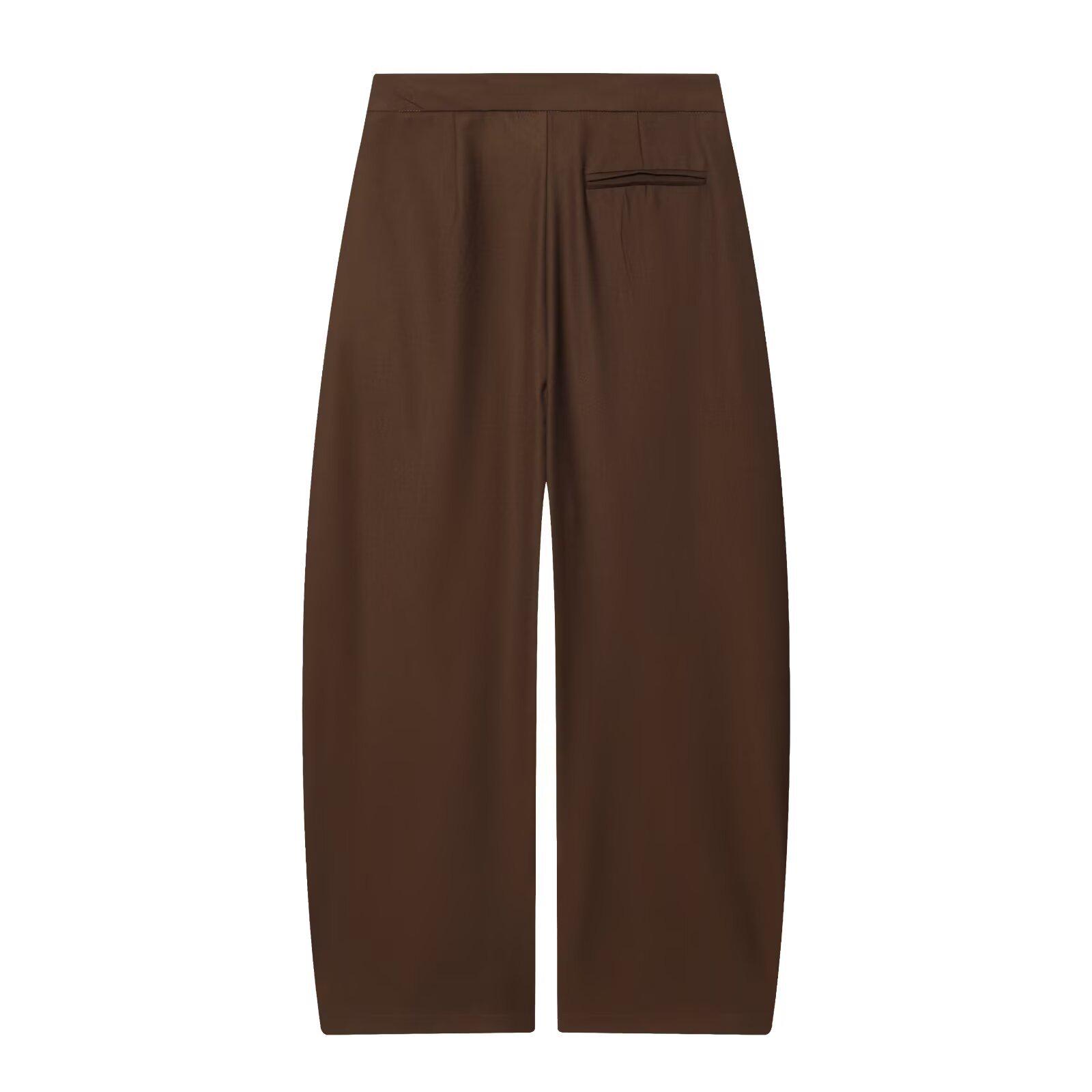 

High-Waist Balloon-Cut Solid Color Women s Casual Pants M коричневый