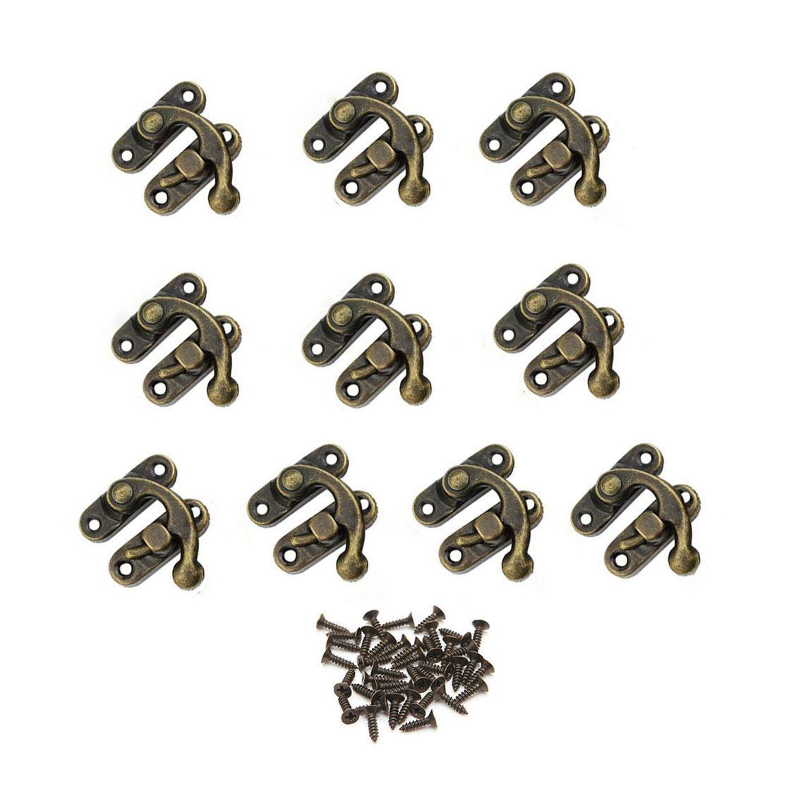 

Gift Box Clasp Suitcases Wooden Box Lock Hardware Hasps Concealed Buckle Lock Hook Horn Lock S-bronze-right hook