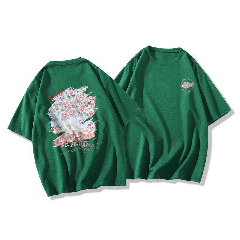 

White Cotton Oversized Straight Shoulder T-Shirt, Women s Summer 2024 Collection, Loose Short Sleeve Top for Couples M [80-100 lbs] темно-зеленого