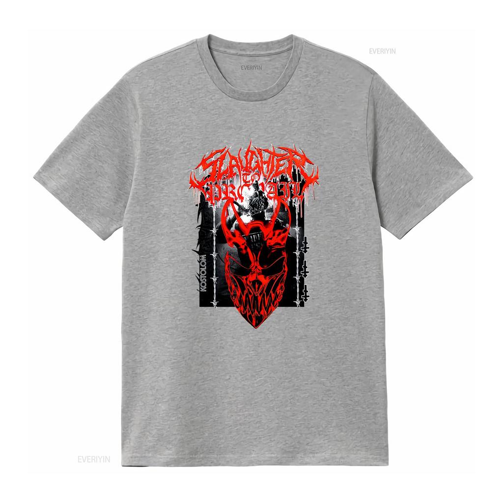 Slaughter To Prevail Demolisher Mask Shirt Heavyweight Black Tee Shortsleeve Vintage Washed Fashion Unisex Homme Slightly
