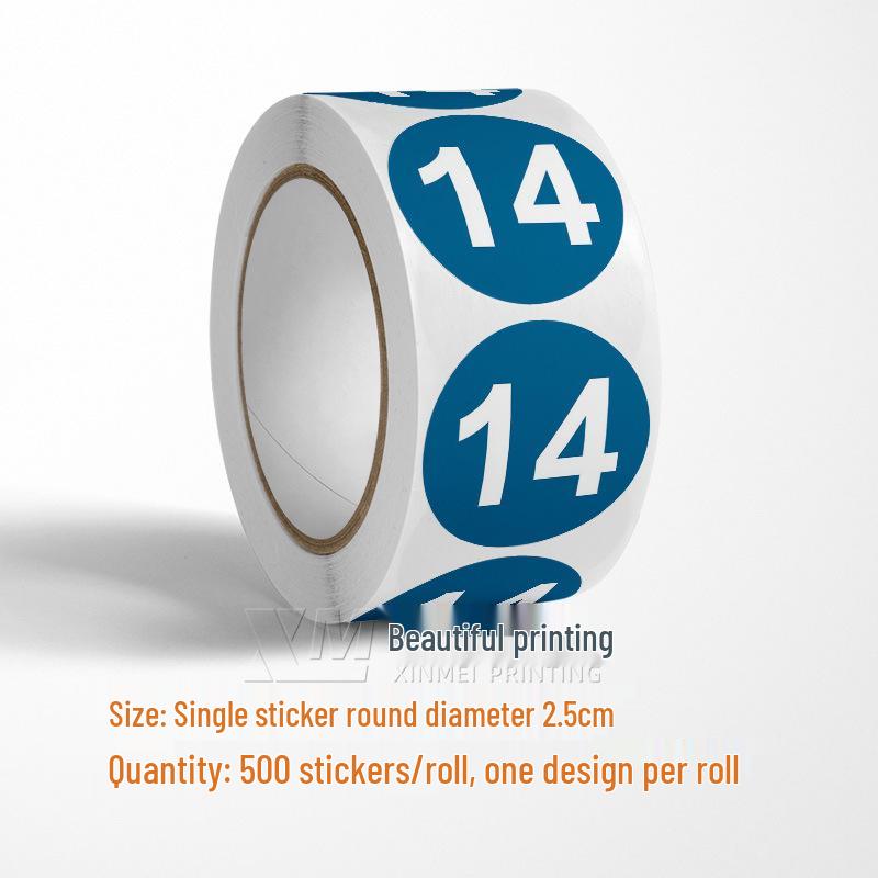 Adesivos Redondos Autoadesivos com Números 1-33 – Rolo de Etiquetas de Identificação Seriada Coloridas