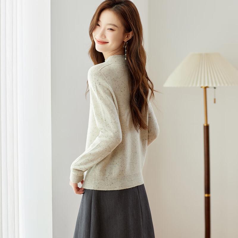 Srcr Women's Half-High Collar Marled Wool Sweater