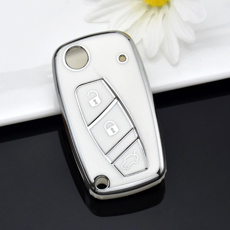 3 tlačítka TPU Shell Fob pro FIAT Panda Stilo Punto Doblo Grande Bravo 500 Ducato Minibus Auto Flip Key Case Kryt Příslušenství