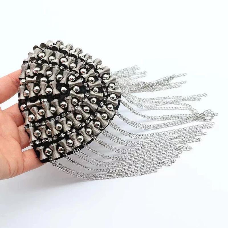 

Western-Style Performance Costumes Metal Punk-Syle Shoulder Ornaments Epaulets For Clothing Accessories серебряный