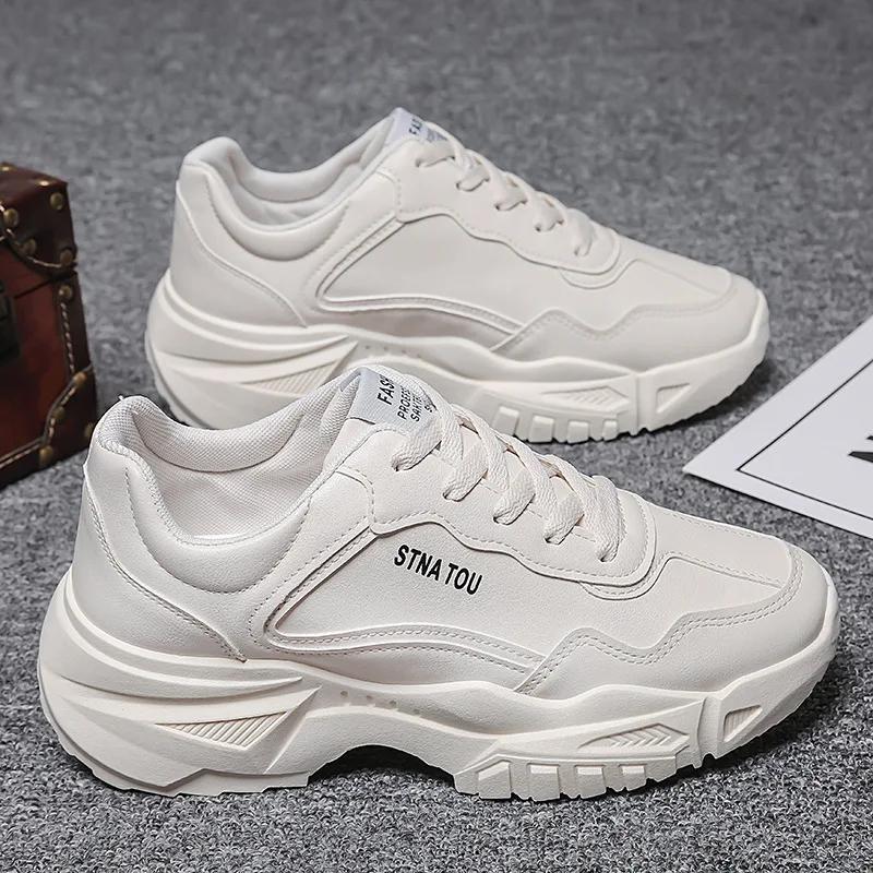 2025 Mans Spring Autumn Breathable White Sneakers Fashionable Versatile Lace-up Athleisure Shoes Comfortable for Walking/Gym