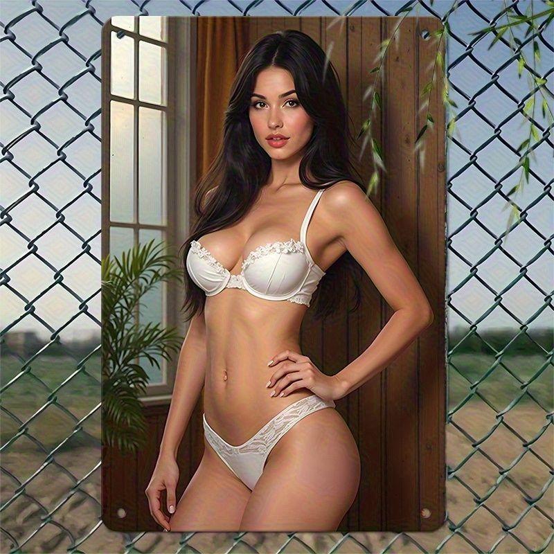 Lamiere Pin-Up Girl, Decorazione Metallica per Officina Garage 20x30cm