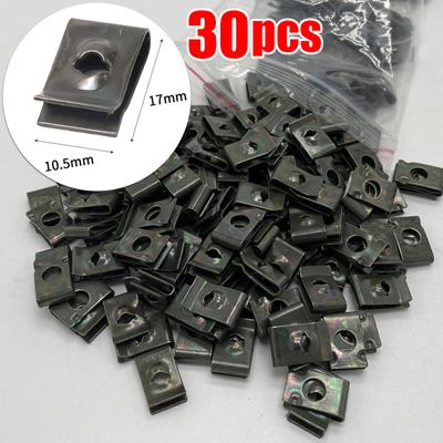 10/30 Stück Auto Schraubenbasis U-Klammer Auto Modifikation Befestigungselement Metall Kotflügel Stoßstangenschutzclip Autoinnenzubehör
