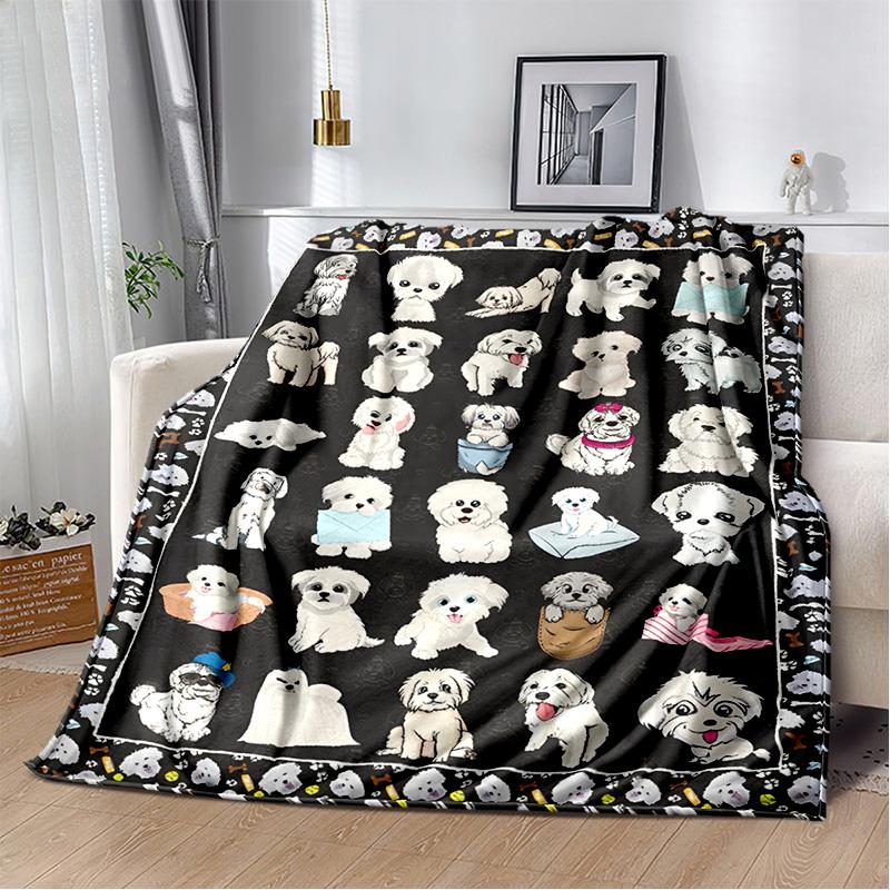 Dachshund Blanket Cute Black and Red Paws Printed Soft Flannel Blanket Warm Cozy Blanket for Teens Adults Kids