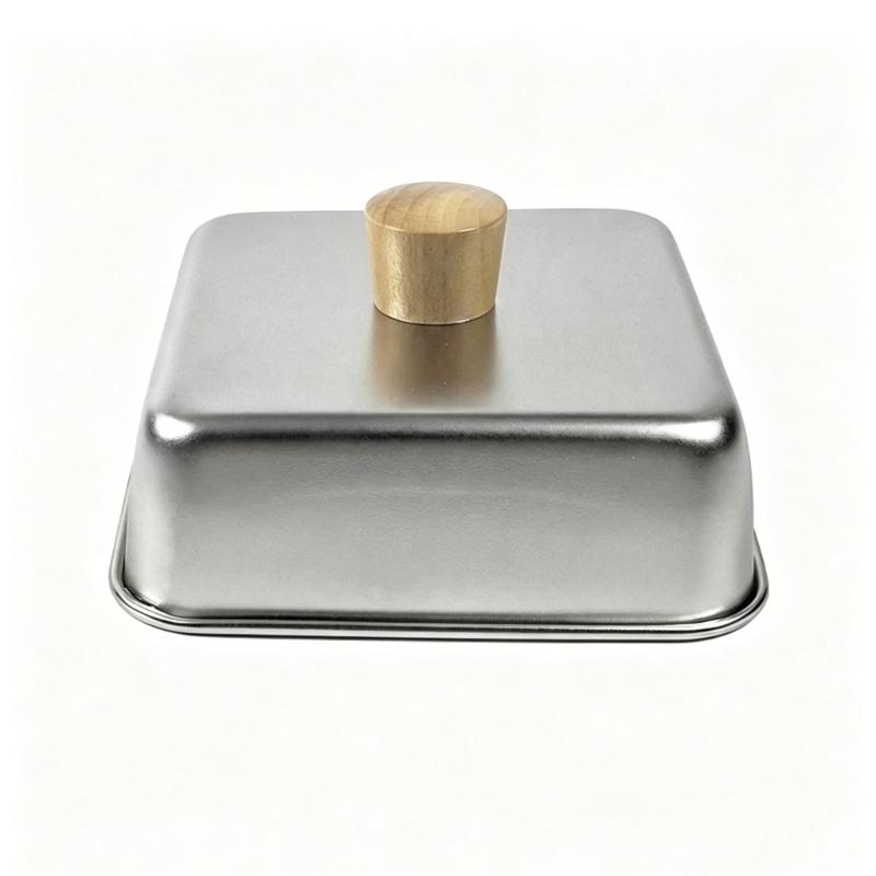 Cheese Melting Dome Wood Handle Stainless Steel Cooking Cover For Steak Frying And Barbecue Accessories