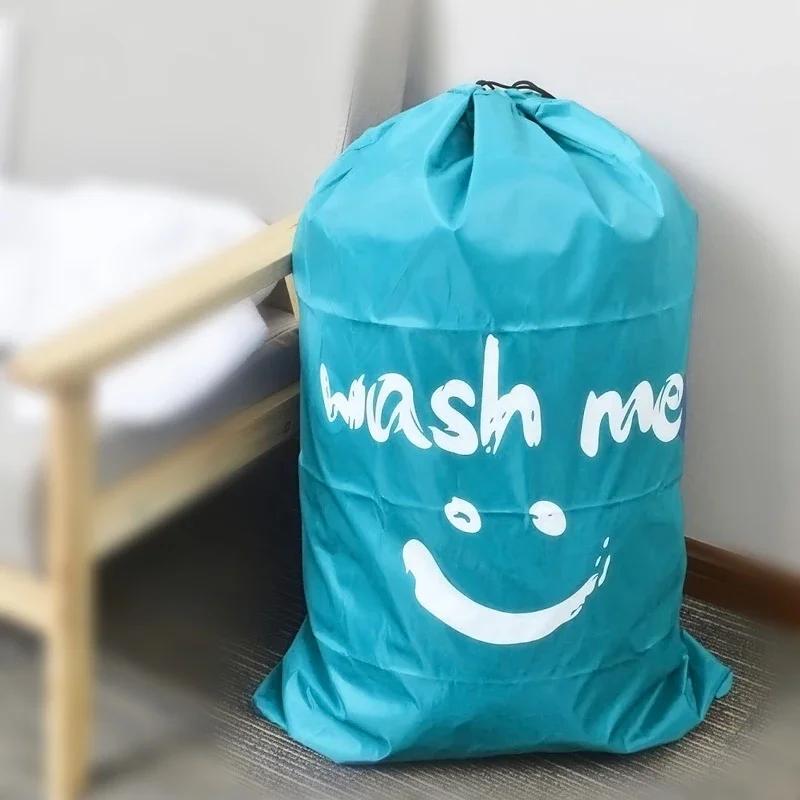 Nylon Laundry Bag Travel Storage Pouch Machine Washable Dirty Clothes Organizer Folding Wash Drawstring Bag Bathroom Accessories