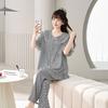 1011 spot women's new spring, summer and autumn cotton silk short-sleeved pajamas, simple and natural princess style loungewear