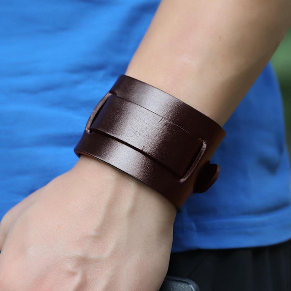 Bracciale in Pelle PU, Regali Regolabili Ampio Bracciale da Polso Polsino Vintage per Uso Quotidiano