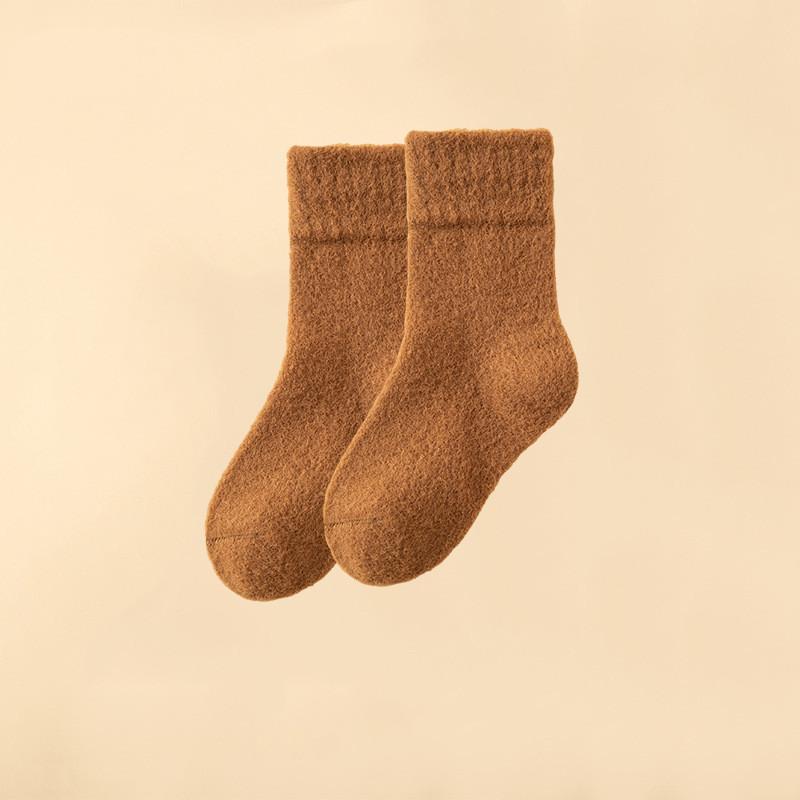 Kids Wool Socks Children Boys Girls Soft Thermal Stockings for Baby Fashion Solid Color Kids Autumn Winter Cashmere Plush Sock