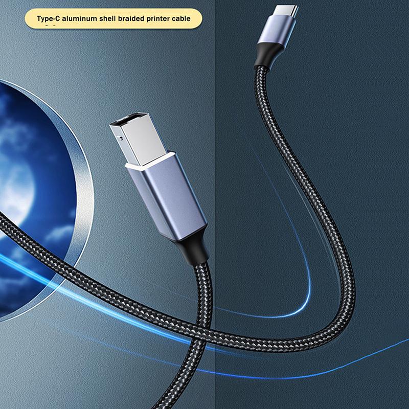Type-C/Usb To Usb B 2.0 Printer Cable Braided High Speed Data Transfer Cord For Laptop Scanner