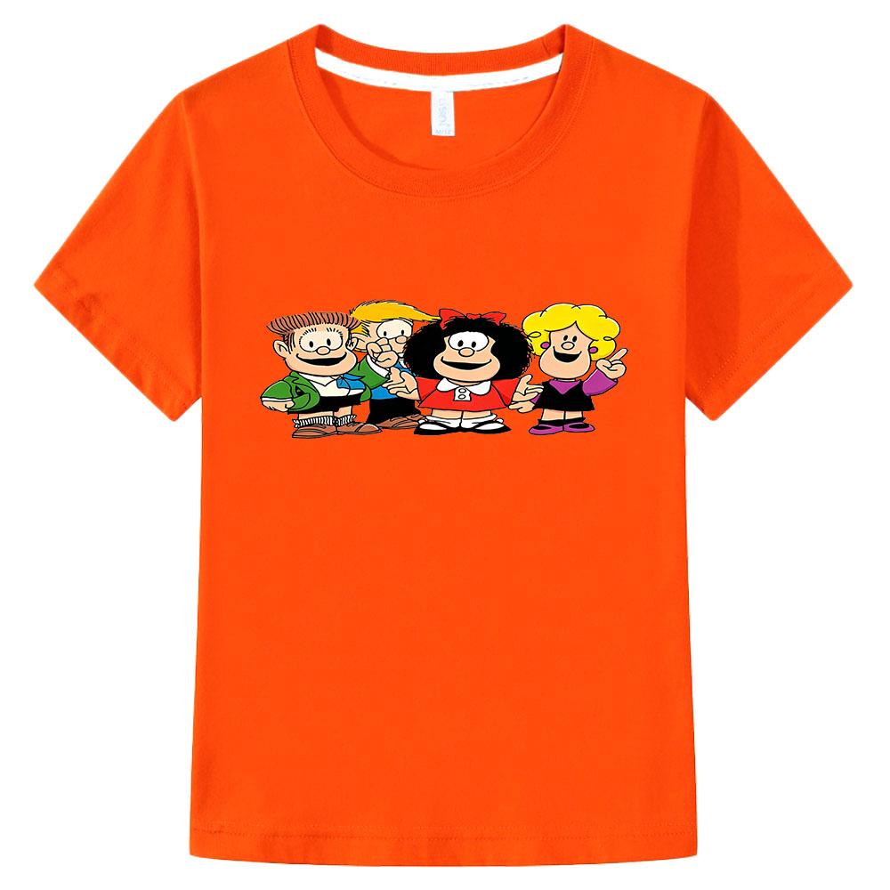 Mafalda Print Kids T-shirt Cotton Cartoon Girls Tops Boys Short Sleeve Graphic Manga Tees Summer Children's Clothing Camisetas