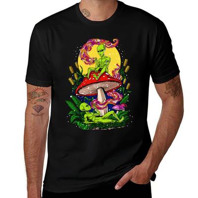 Magic Mushrooms Aliens T-Shirt Cotton T Shirt Pack Man Graphic T Shirt T-Shirt