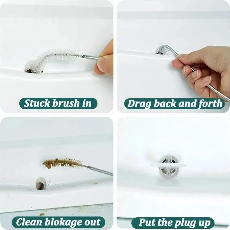 5pcs-set Fridge Dredging Kit Flexible Refrigerator Scrub Brush Reusable Fridge Drain Hole Dredging Remover Cleaning Syringe